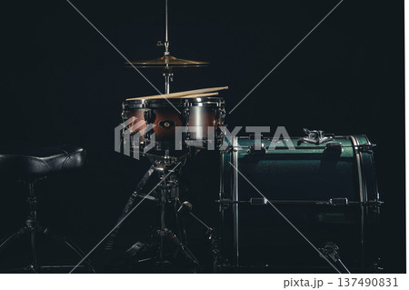 Drum kit on a black background close-up. 137490831