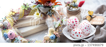 Easter composition with eggs 137490879