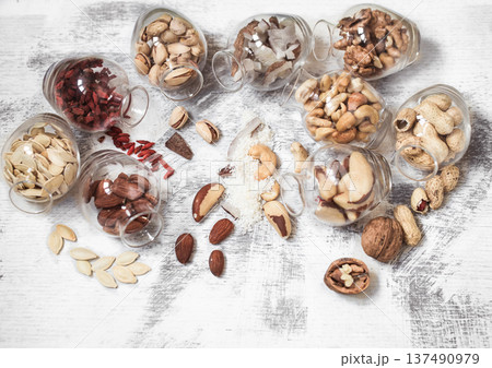 Different nuts in jars Different nuts in jars 137490979