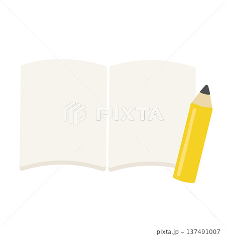 ノートと鉛筆のイラスト ノートと鉛筆のイラスト 137491007