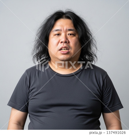 太った長髪の男性 137491026