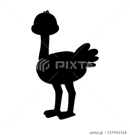 Minimalist ostrich silhouette vector illustration. Simple large bird shape design for nature themes zoo branding and animal icons. 137491326