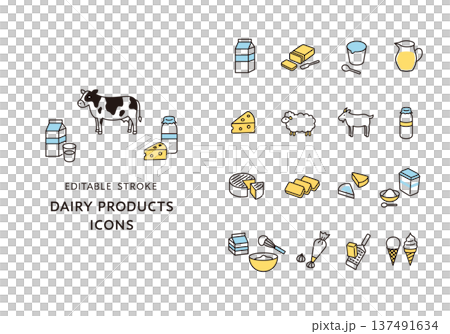 Dairy product icon set Dairy product icon set 137491634