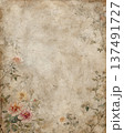 Vintage Botanical Floral Frame Background With Soft Aged Parchment Texture 137491727