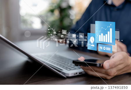 Mobile Data Analytics and Business Intelligence Dashboard Concept 137491850