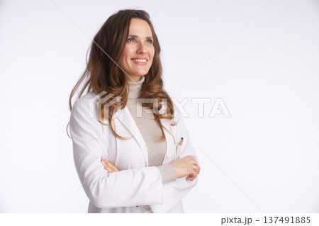 Optimistic Female Doctor in Lab Coat Optimistic Female Doctor in Lab Coat 137491885