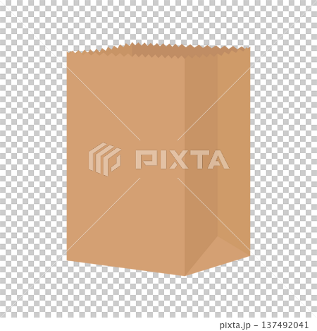 Brown paper food bag, without background Brown paper food bag, without background 137492041