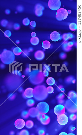 Abstract floating neon bubbles in purple and blue tones with soft bokeh depth, creating dreamy modern background for science, celebration, or digital design Abstract floating neon bubbles in purple and blue tones with soft bokeh depth, creating dreamy modern background for science, celebration, or digital design 137492450