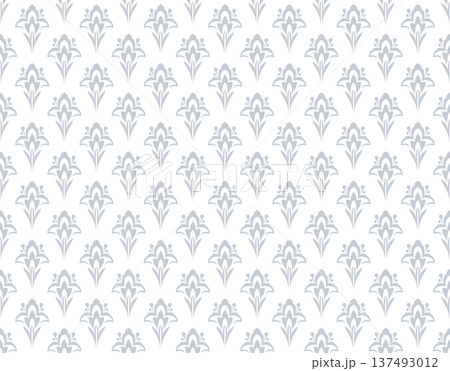 Flower geometric pattern. Seamless vector background. White and gray ornament. Ornament for fabric, wallpaper, packaging. Decorative print Flower geometric pattern. Seamless vector background. White and gray ornament. Ornament for fabric, wallpaper, packaging. Decorative print 137493012