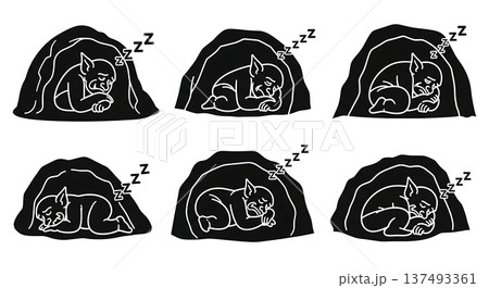 Black Solid Gardening Gnome Silhouettes Set of Six on White Background 137493361