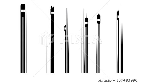 Black Solid High-Speed Elevator Silhouettes Set of Six on White Background Black Solid High-Speed Elevator Silhouettes Set of Six on White Background 137493990