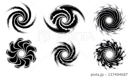 Black Solid Cosmic Nebula Set of Six on White Background 137494087
