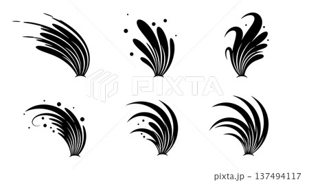 Black Solid Crystal Ball Light Silhouettes Set of Six on White Background Black Solid Crystal Ball Light Silhouettes Set of Six on White Background 137494117