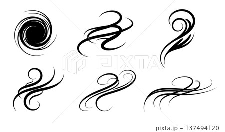 Black Solid Crystal Ball Light Silhouettes Set of Six on White Background Black Solid Crystal Ball Light Silhouettes Set of Six on White Background 137494120