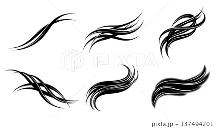 Black Solid Deep Sea Light Silhouettes Set of Six on White Background 137494201