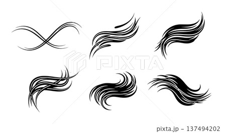 Black Solid Deep Sea Light Silhouettes Set of Six on White Background Black Solid Deep Sea Light Silhouettes Set of Six on White Background 137494202
