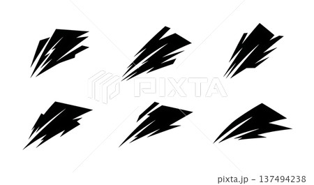 Black Solid Digital Glitch Light Silhouettes Set of Six on White Background Black Solid Digital Glitch Light Silhouettes Set of Six on White Background 137494238