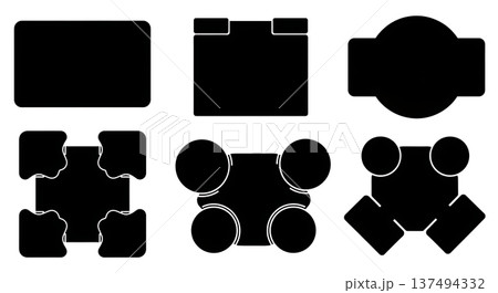 Black Solid Drum Rug Silhouettes Set of Six on White Background Black Solid Drum Rug Silhouettes Set of Six on White Background 137494332