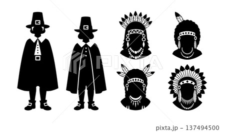 Black Solid Historical Feathered Necklace Set of Six on White Background Black Solid Historical Feathered Necklace Set of Six on White Background 137494500