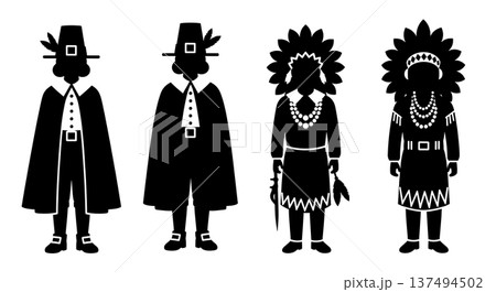 Black Solid Historical Feathered Necklace Set of Six on White Background Black Solid Historical Feathered Necklace Set of Six on White Background 137494502