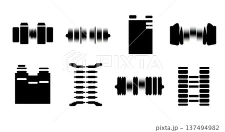 Black Solid Gel Electrophoresis Silhouettes Set of Six on White Background Black Solid Gel Electrophoresis Silhouettes Set of Six on White Background 137494982