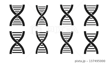 Black Solid Geometric Square DNA Silhouettes Set of Six on White Background 137495000