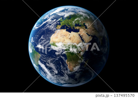 宇宙から見たリアルな地球の全景CG背景素材イラスト 137495570