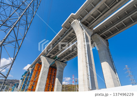 大阪府　新名神高速道路　淀川右岸の高槻高架橋工事　2026年2月 137496229