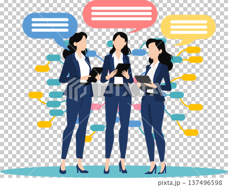 打合せをするビジネスウーマンのイラスト 137496598