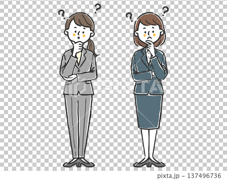 疑問を持つ女性会社員　全身　ベクター 137496736