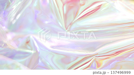 Iridescent holographic foil texture with pastel colors and flowing light for abstract background Iridescent holographic foil texture with pastel colors and flowing light for abstract background 137496999