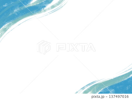 にじみ水彩の背景素材・水色のフレーム 137497016