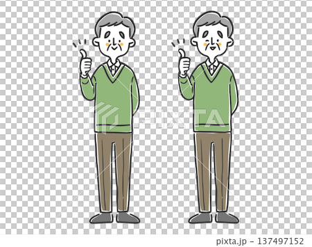 Senior man making a good sign, whole body, vector Senior man making a good sign, whole body, vector 137497152