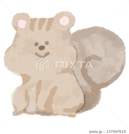 幼稚園・保育園向け 11月のやさしい水彩挿絵イラストシリーズ｜リス 137497619
