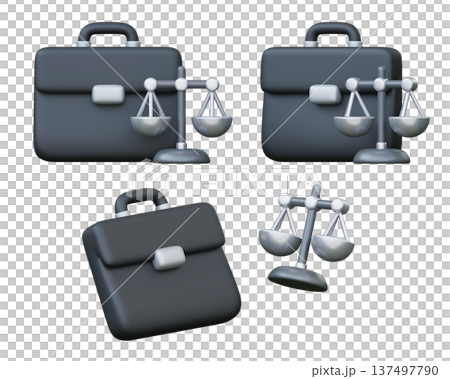 3D Briefcase and Scales of Justice for Professional Legal Service and Business Law 137497790