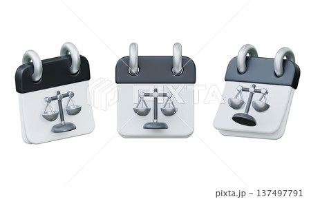 3D Calendar with Scales of Justice Icon for Legal Schedule and Court Date Concept 3D Calendar with Scales of Justice Icon for Legal Schedule and Court Date Concept 137497791