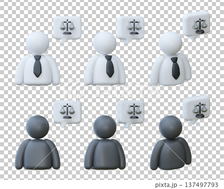 3D Character Lawyer Icon with Scales of Justice Speech Bubble for Legal Advice 3D Character Lawyer Icon with Scales of Justice Speech Bubble for Legal Advice 137497793