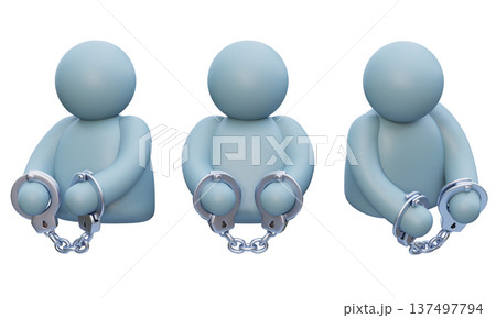 3D Character with Handcuffs Representing Crime Arrest and Legal Punishment 137497794