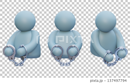 3D Character with Handcuffs Representing Crime Arrest and Legal Punishment 137497794