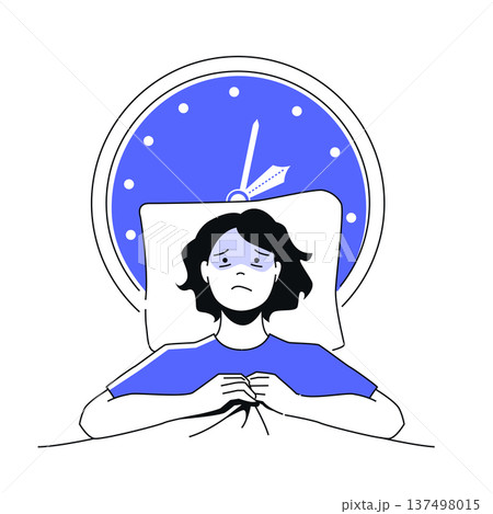 Female with Insomnia - colorful flat design illustration 137498015