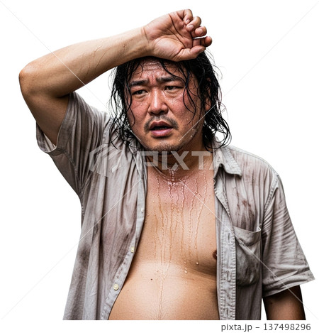 太った長髪の男性 137498296