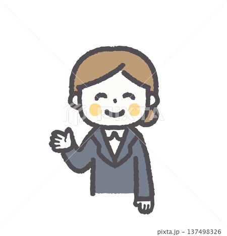 ゆる可愛いビジネス女性の表情ポーズイラストセット ゆる可愛いビジネス女性の表情ポーズイラストセット 137498326