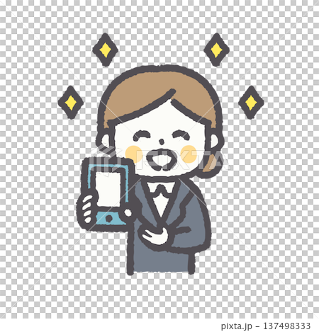 可愛的職業女性臉部表情姿勢插畫集 137498333