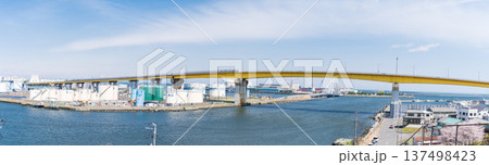 「青森県」港町 八戸港の風景　八戸市 137498423