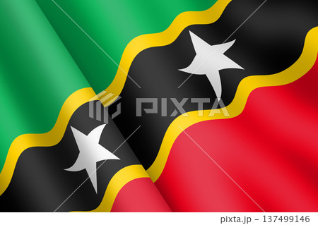 Saint Kitts and Nevis waving flag illustration 137499146
