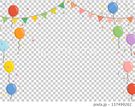 Garland, balloons, and confetti party background Vector material with copy space Garland, balloons, and confetti party background Vector material with copy space 137499262