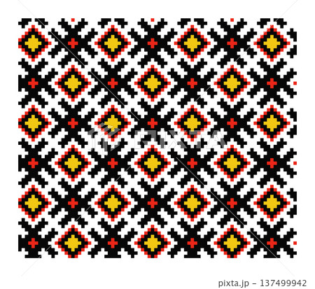 Ornament Tile with Lviv Embroidery Diamond Pattern 137499942