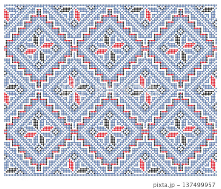 Blue 3D Beads Diamond Star Folk Ornament, Ukraine 137499957