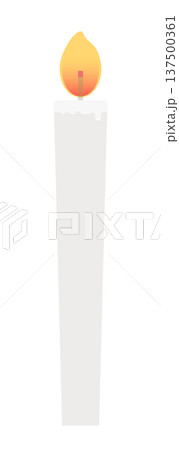 炎がゆらめく1本の白いろうそくのイラスト素材 - シンプルでかわいいキャンドル - 背景透過 137500361