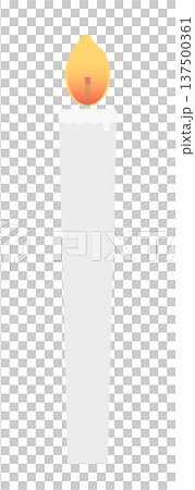 炎がゆらめく1本の白いろうそくのイラスト素材 - シンプルでかわいいキャンドル - 背景透過 137500361